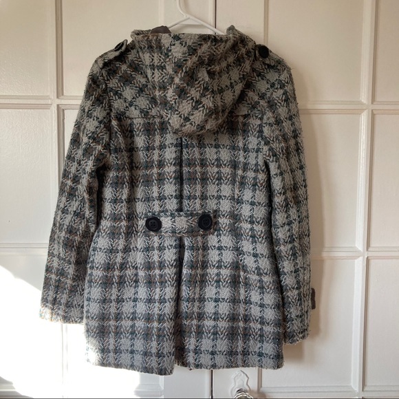 Gray Plaid Wool Coat - Picture 2 of 8